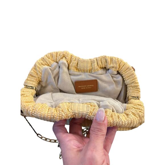 Mansur Gavriel Raffia Chain Mini Cloud Clutch Evening Bag Italy Made Natural - Picture 7 of 8